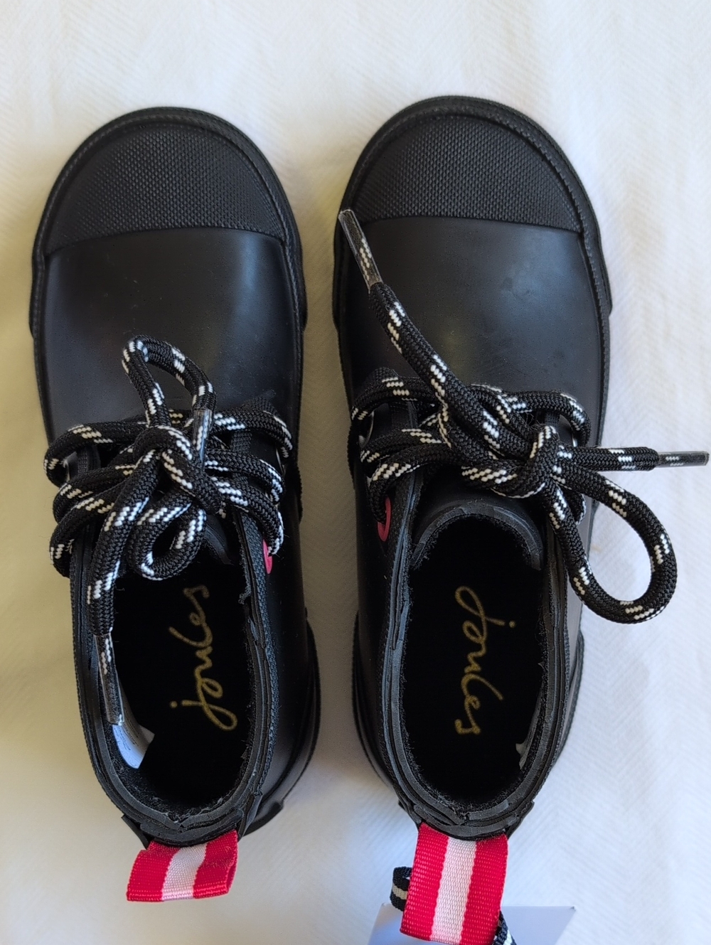 NIB Joules Kids Boys Riley Lace Up Welly Rain Boots Black US 10 / EU 27 / UK 9 - Picture 6 of 9